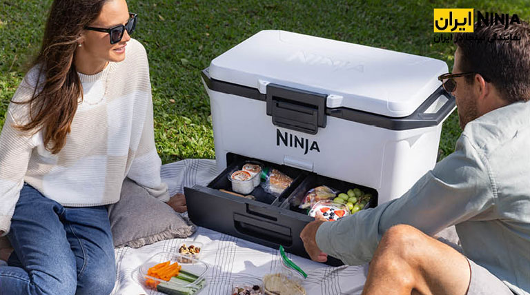قرار دادن میوه و سبزیجات در کشوی یخچال مسافرتی نینجا مدل FB151GY