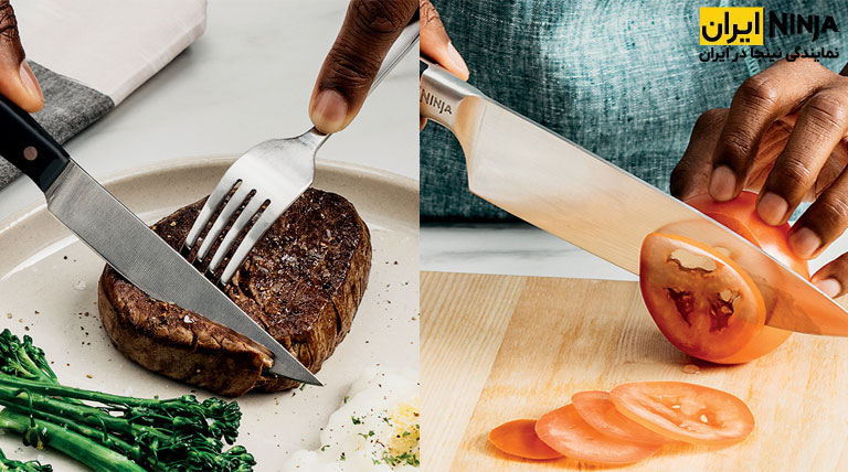 خرید ست چاقو با تیغه استیل ضد زنگ نینجا آمریکا مدل K32012 ظرفیت ۱۲ پارچ