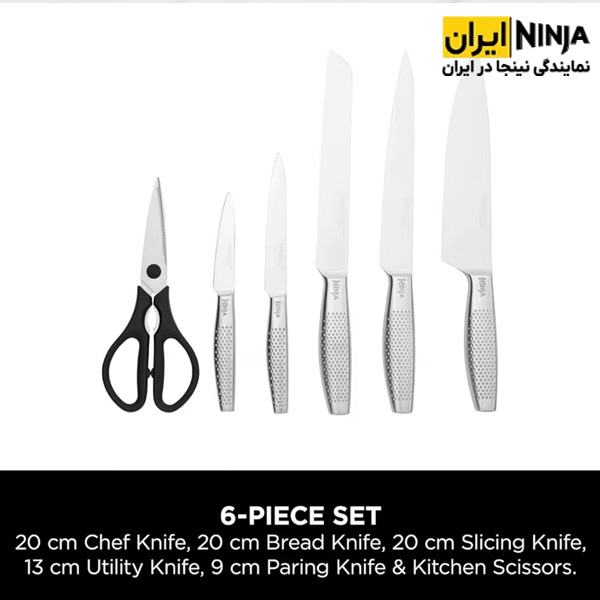 ست چاقو 6 تیکه نینجا مدل K62006 3 چاقو آشپزخانه نینجا K62006